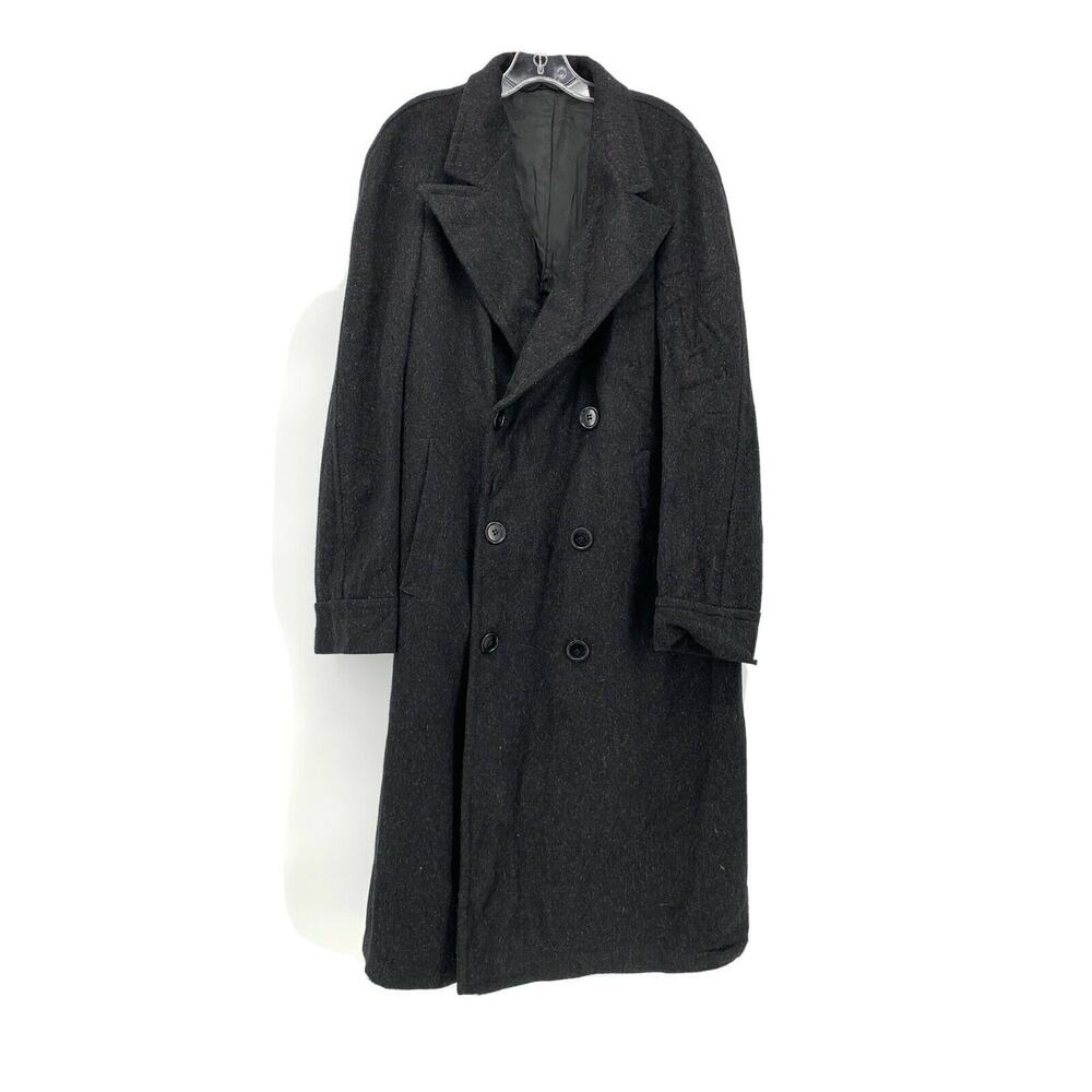 Vtg Bespoke (?) Chesterfield for Levin's Dark Charcoal Wool Overcoat Coat Union